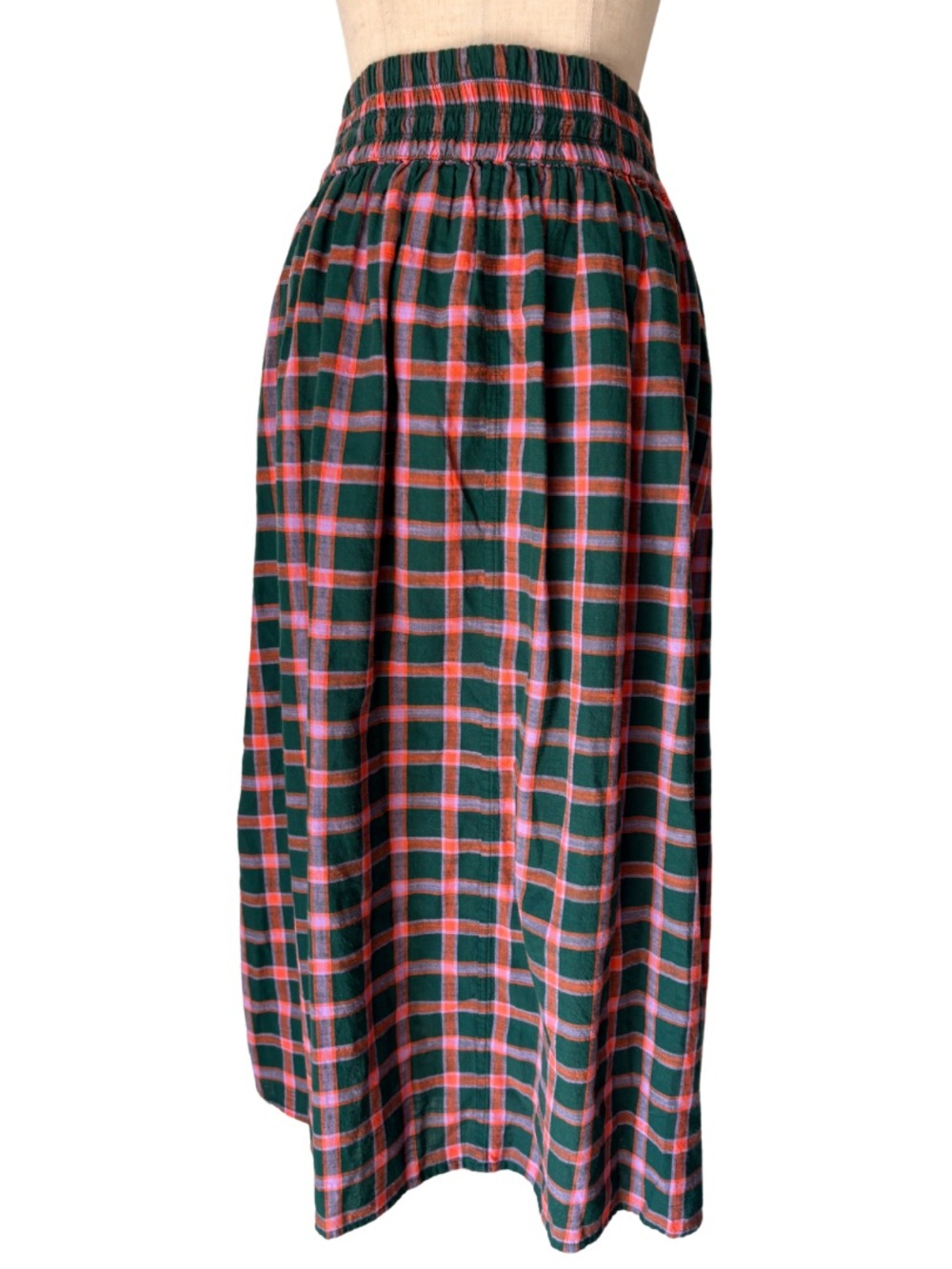 Ace & Jig Rara Plaid Midi Skirt Women's Large Pull On Waist Scout